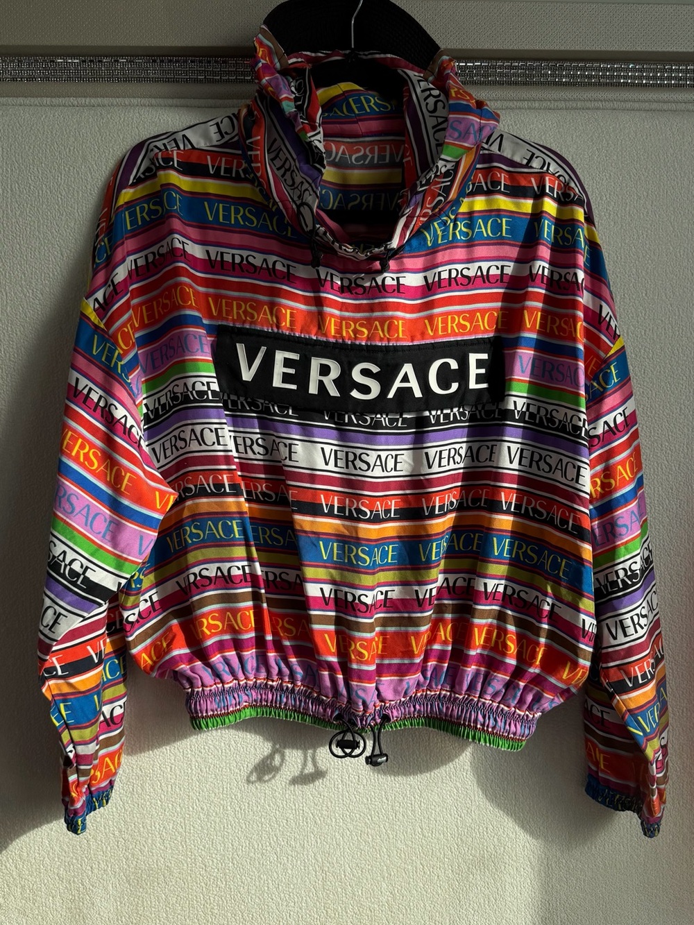 Authentic NWT Versace Silk Popover Logo hoodie